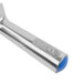 A Zeroll aluminum ice cream scoop with a silver metal handle with blue plastic on it.