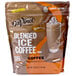 A close-up of a white plastic bag of DaVinci Gourmet Iced Coffee Mix.