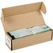A white box of 2000 green self-adhering paper napkin bands.