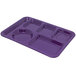 A purple Carlisle tray with six compartments.