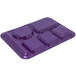 A purple plastic Carlisle compartment tray with six sections.