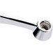 A close-up of an Advance Tabco wrist handle for a faucet with a metal pipe on it.