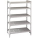 A white Cambro Camshelving Premium unit with vented shelves.