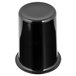 A black solid melamine flatware cylinder by Cal-Mil on a table.