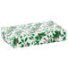 A white rectangular 2-piece holly candy box with green and red leaves.