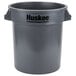 A grey Continental Huskee trash can with handles.