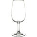 A close-up of a clear Libbey Vina wine glass.