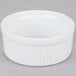 A white fluted ceramic CAC souffle bowl.
