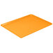 A close up of a rectangular orange Cambro dietary tray.