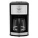 A STAY by Cuisinart stainless steel coffee maker with a glass pot.