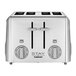 A silver STAY by Cuisinart 4-slice toaster with knobs and buttons.