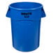 A blue Rubbermaid Brute® 44 gallon plastic trash can.