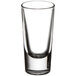 A Libbey tequila shooter glass with a white background.