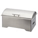 A stainless steel Cal-Mil collapsible chafer on a counter.