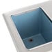 A stainless steel Delfield drop-in water station with a blue sink and ice storage.