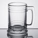 A clear glass Libbey Maritime Beer Mug with a handle.
