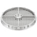 A stainless steel Hobart dicing grid with round holes.