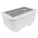 A white rectangular Carlisle Coldmaster food pan holder with a silver lid.