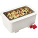 A Carlisle white cold food pan holder filled with pasta and cherry tomatoes.