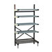 A white metal Metro SmartLever shelving unit with shelves.