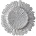 A 10 Strawberry Street Sponge Silver glass charger plate with a starburst textured design.