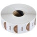 A roll of Noble Products Thursday food labeling stickers with white and brown text.