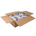 A white cardboard box filled with plastic bags of Kronos 7" round pita bread.