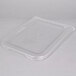 A clear plastic lid for a Cambro ingredient bin.