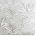 A close-up of a white Enjay silver cake board with a floral pattern.
