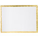 A white rectangular paper board with a gold border.