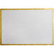 A white board with gold border.