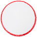 A white circle with red foil around it.