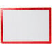 A white board with a red border.