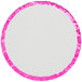 A pink round cake drum with a white surface and pink rim.