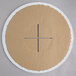 A circular cardboard with a cross.
