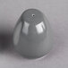 An American Metalcraft grey porcelain salt shaker shaped like an egg.