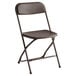 A brown Lancaster Table & Seating folding chair with a metal frame.