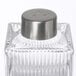An American Metalcraft ribbed square glass salt shaker with a silver lid.