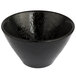 An American Metalcraft black porcelain bowl with a textured surface and black rim.