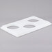 A white plastic tray with three circles for Cambro Crock Holders.