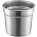 A 7 quart stainless steel inset pot with a lid.