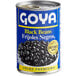 A case of 24 Goya cans of black beans with a label.