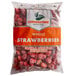 A white bag of IQF frozen whole strawberries.