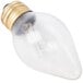 A close-up of a clear 60 Watt shatterproof light bulb with a brass base.