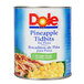A case of Dole pineapple tidbits in light syrup with a label.