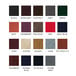 A color chart with leather options for Menu Solutions Chadwick Collection leather-like menu covers.