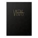 A black leather-like Menu Solutions booklet cover with yellow and gold text.