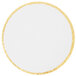 A white circle with gold trim.