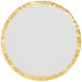 A white circle with gold foil.