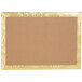 A brown cardboard 1/4 sheet cake board with a gold border.